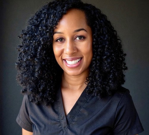 Dr. Misty Eleryan in black scrubs